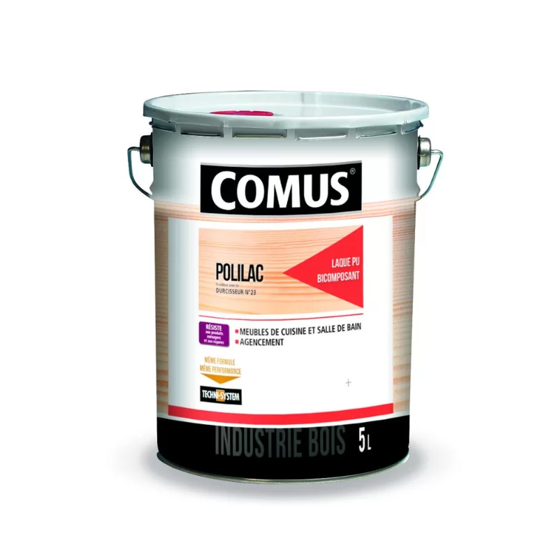 Laque satinée polyuréthane Polilac Rouge Ral 3003 pot de 5 litres