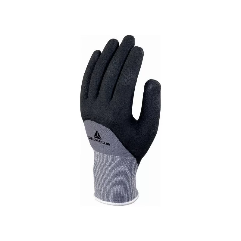 Gant tricot polyester acrylique enduit de polyuréthane gris taille 10