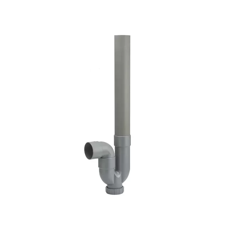 Siphon anti odeur pour machine à laver - Sortie horizontale - Diamètre 40 mm - Plastique - Gris