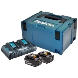 Pack Énergie 18V Li-Ion Makita 2 batteries BL1840 4.0 Ah + chargeur DC18RD + coffret Makpac