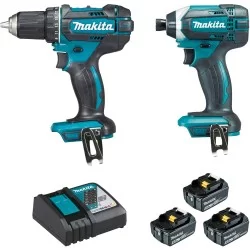 Ensemble de 2 machines Makita 18V perceuse DDF482 et visseuse à choc DTD152 avec 3 batteries 5 Ah