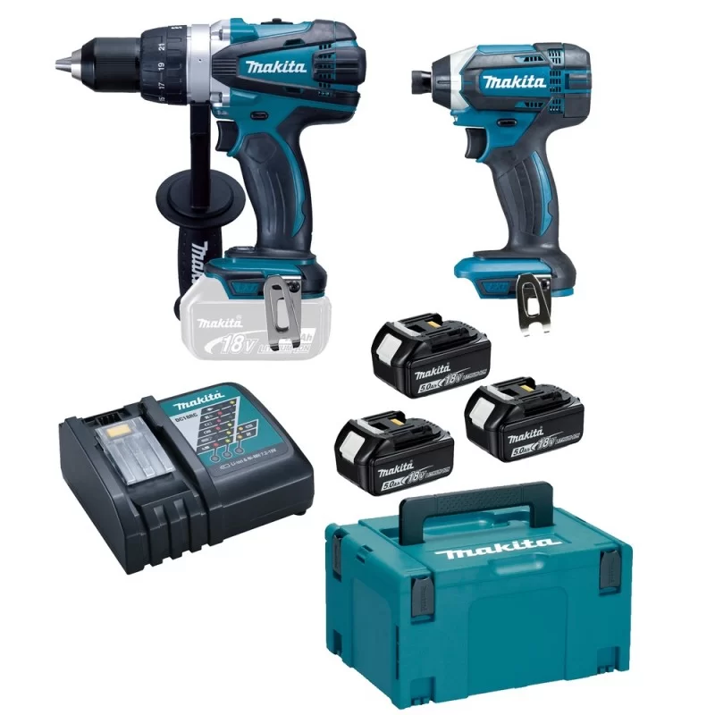 Ensemble 2 machines Makita DDF458 et DTD152 18 V LXT avec 3 batteries référence DLX2144TJ1