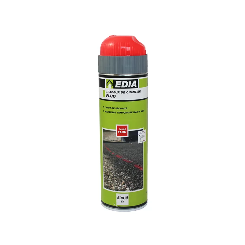 Traceur de chantier Edia fluo temporaire rouge 6 mois 500 mL