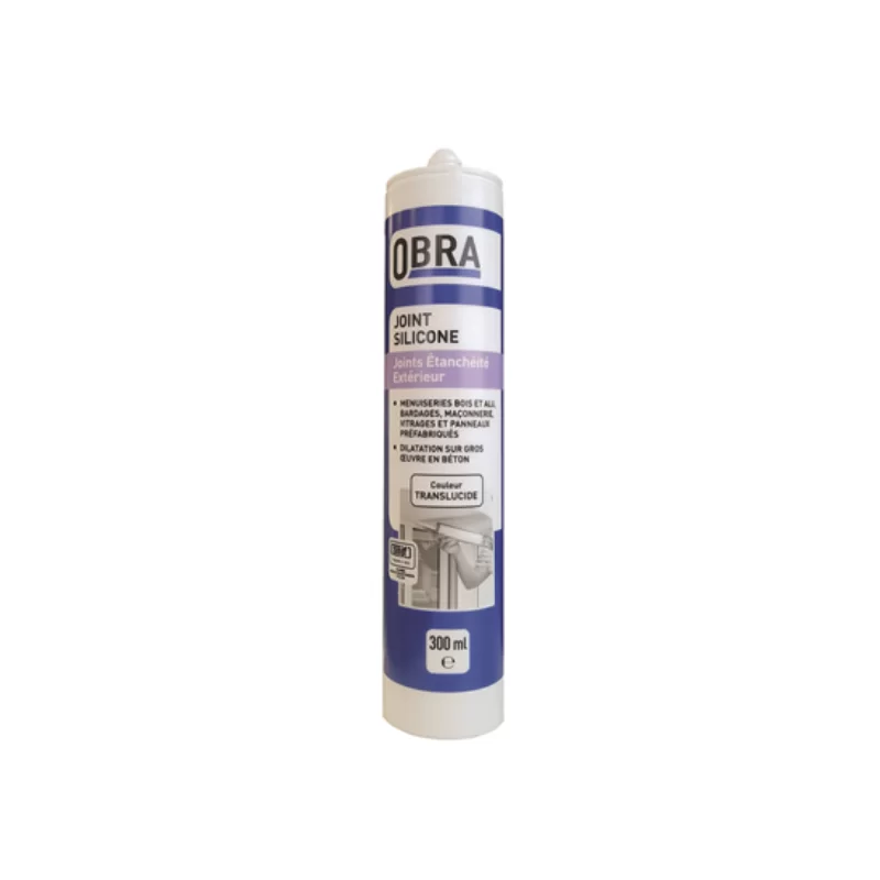 Mastic silicone pour joint étanchéité extérieure Obra - cartouche de 300ml - translucide