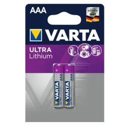 Piles Ultra Lithium AAA Varta tension 1.5V - Blister de 2 piles