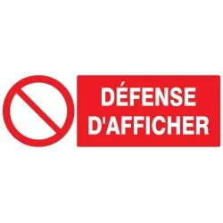 Panneau de signalisation adhésif Défense d'afficher Taliaplast PS choc rigide 330 x 200 mm