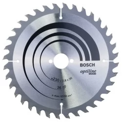 Lame scie circulaire Bosch Optiline Wood tout bois 230 mm alésage 30 mm 36 dents 2,8 mm