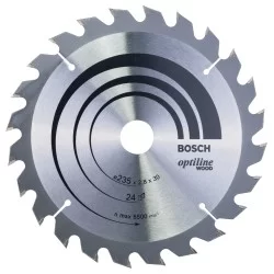 Lame scie circulaire Bosch Optiline Wood tout bois  235 mm alésage 30 mm 24 dents