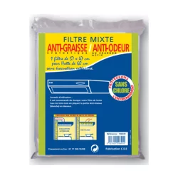 Filtre mixte synthétique et charbon actif pour hotte de cuisine Autogyre 57 x 47 cm