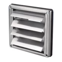 Grille de ventilation métallique à volet - 137 x 137 mm - Diamètre 100 mm - Coloris inox