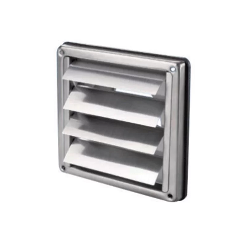 Grille de ventilation métallique à volet - 137 x 137 mm - Diamètre 100 mm - Coloris inox