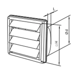 Grille de ventilation métallique à volet - 137 x 137 mm - Diamètre 100 mm - Coloris inox