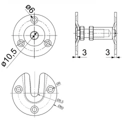 Support de rampe droit réglable à visser Torbel acier zingué blanc écart 51 à 61 mm