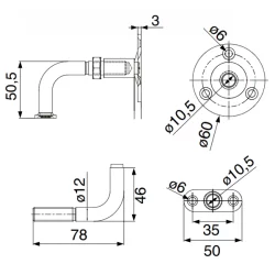 Support de rampe coudé réglable à visser Torbel acier zingué blanc profondeur 84 à 94 mm