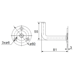 Support de rampe coudé chanfreiné à souder Torbel acier brut hauteur 55 mm profondeur 81 mm