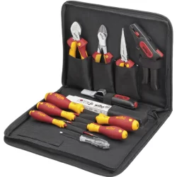 Trousse d'électricien Wiha avec 12 outils pinces et tournevis isolés VDE