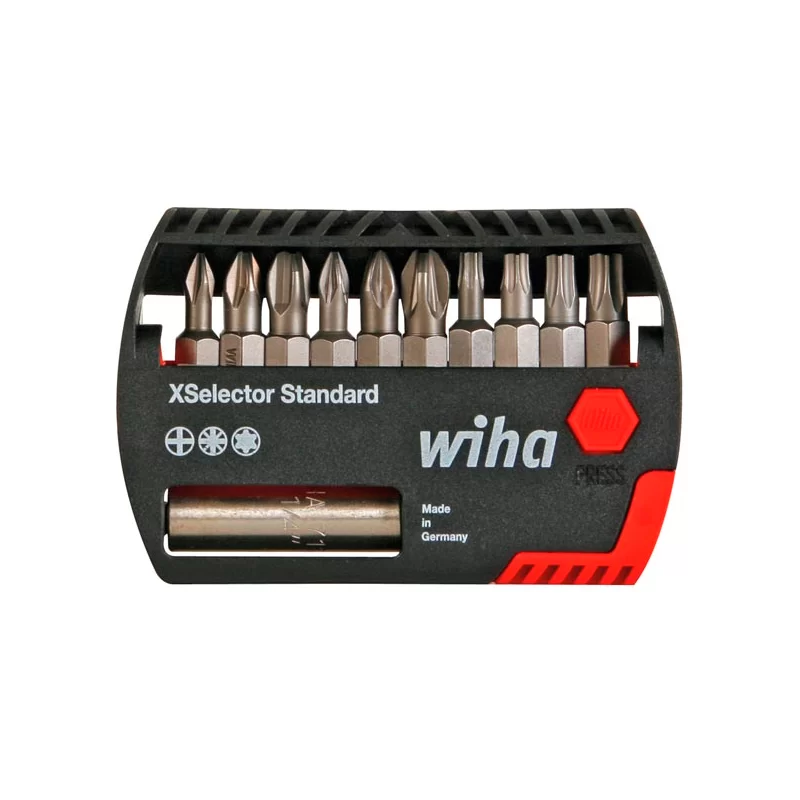 Coffret de 12 embouts Wiha XSelector Standard PH2 PZ1-2-3 TX10-15-20-25-30-40 et porte embout