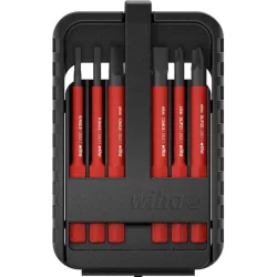 Coffret de 6 embouts isolés slimBit Wiha fente 2.5 - 3.5 - 5.5 - 6.5 mm et Pozidriv PZ1 PZ2