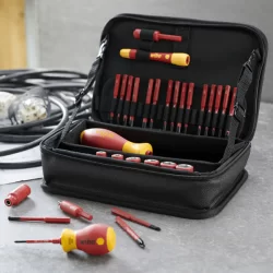 Trousse équipée de 31 outils isolés slimVario electric Wiha pour électricien