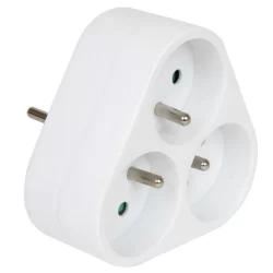 Adaptateur multiprises façade triangle 3 x 2 pôles + Terre 16A