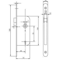 Serrure à larder bec de cane réversible Vachette blanche axe 40 mm carré 7 mm