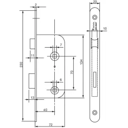 Serrure à larder réversible bec de cane à condamnation Vachette blanche axe 40 mm