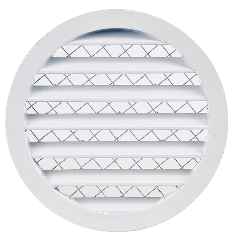 Grille ronde à persienne aluminium blanc diamètre 150 mm