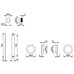 Set pour porte coulissante de 35mm minimum - percement aveugle - Hoppe aluminium chromé