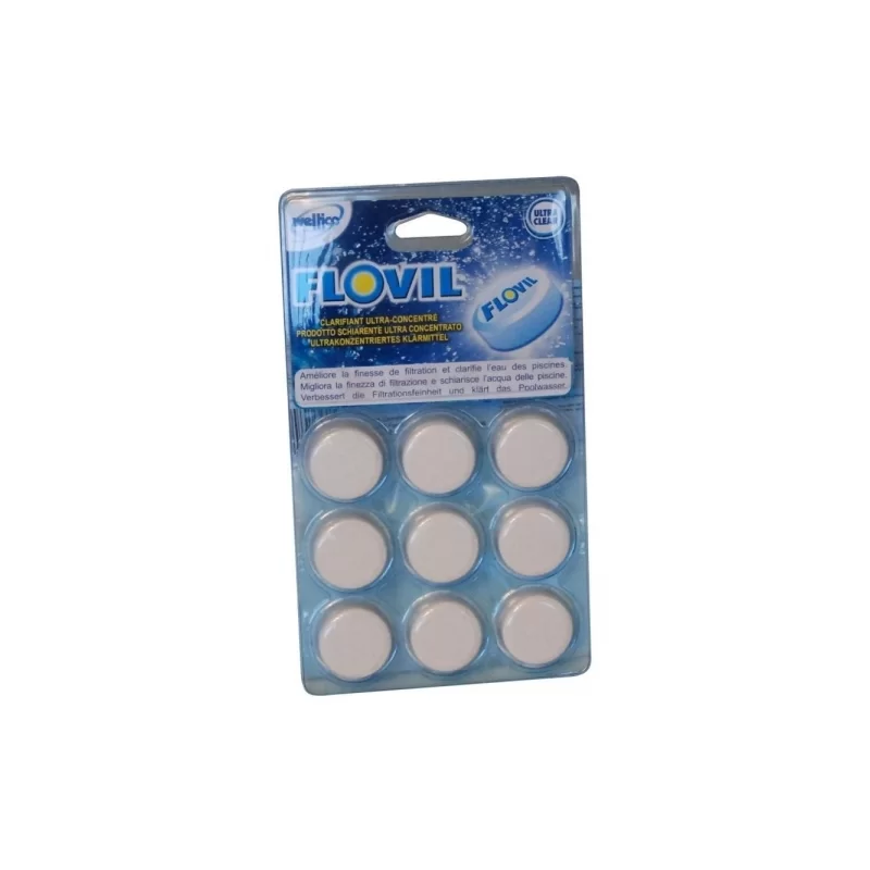 Floculant clarifiant ultra-concentré Flovil pour piscine 9 pastilles de 11g