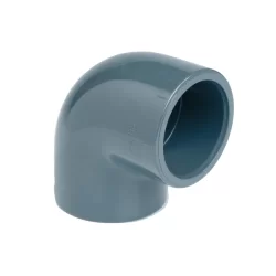 Coude femelle coudé 90° pression à coller pour réseau d'adduction - Diamètre 63 mm - PVC Gris