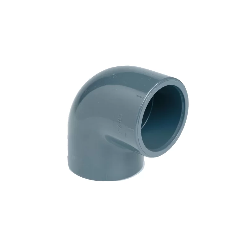 Coude femelle coudé 90° pression à coller pour réseau d'adduction - Diamètre 63 mm - PVC Gris