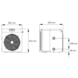 Pompe à chaleur pour piscine de 20 m³  43,5 x 45,5 x 44,5 cm - Garden Pac R32 Mini 3kW Titane