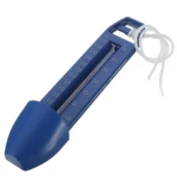 Thermomètre flottant de piscine - Hauteur 16 cm - Cordelette d'arrimage blanche - Coloris bleu