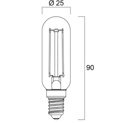 Ampoule LED à filaments Sylvania Retro T25 2 W 250 lumens E14 2700 K blanc chaud