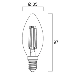 Ampoule LED flamme Sylvania Retro à filaments 4,5 W 470 lumens E14 2700 K blanc chaud