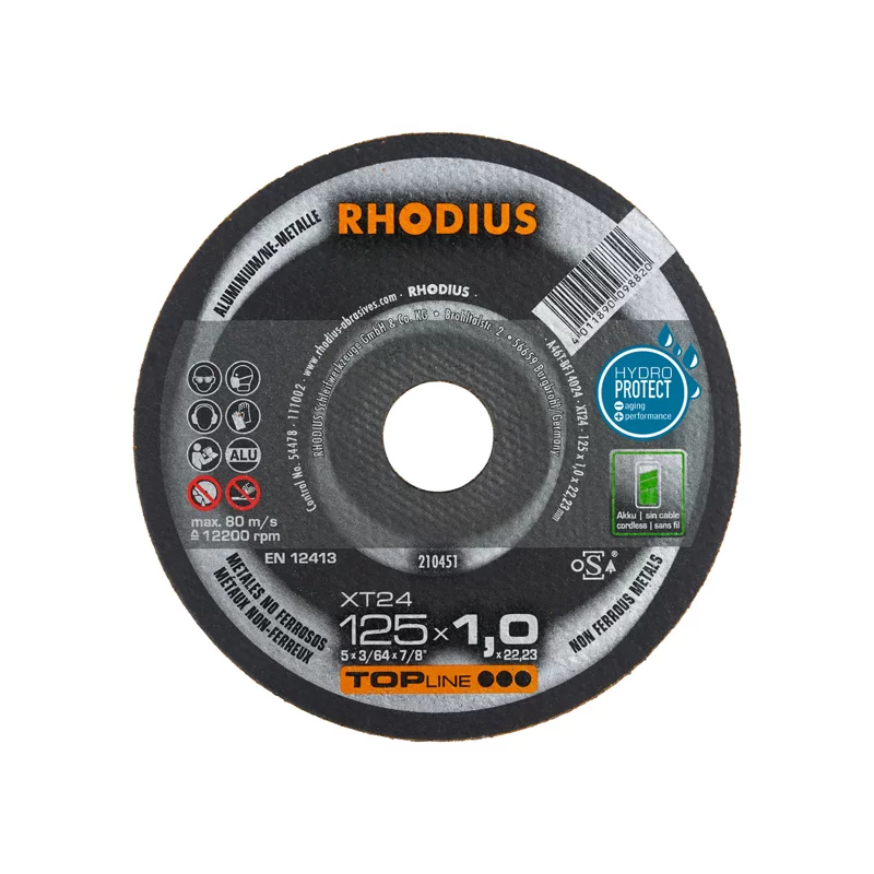 Disque à tronçonner pour aluminium XT24 Rhodius 125 x 1 x 22.23 mm