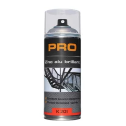 Aérosol zinc aluminium Gris brillant - Soudures et surfaces zinguées - Bombe de 400 ml - Auto-K