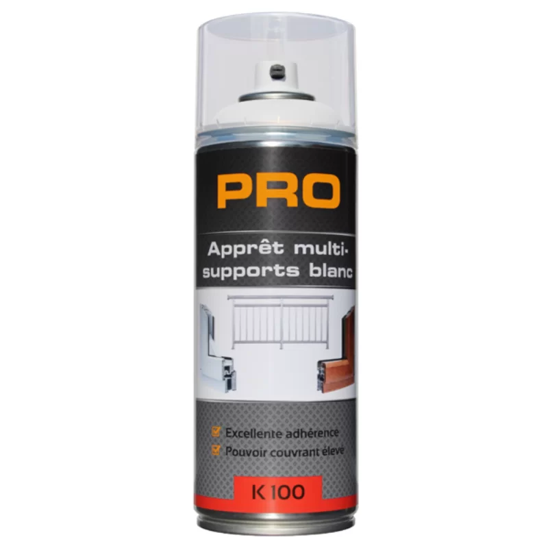 Aérosol apprêt multi-supports Blanc mat - Séchage rapide - Bombe de 400 ml