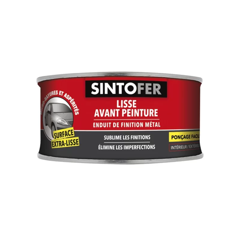 Enduit de finition pour métal avant mise en peinture - Sinto Fer - Coloris gris - Boîte 170 ml