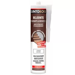 Mastic jointoiement et étanchéité parquets bois - Sinto Bois - Teinte Blanc - Cartouche 300 ml