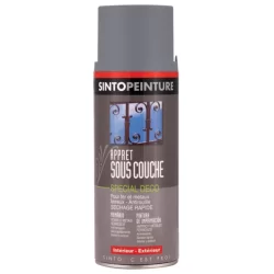 Sous-couche apprêt pour fer - Antirouille - Sinto Peinture - Couleur Gris - Aérosol 400 ml