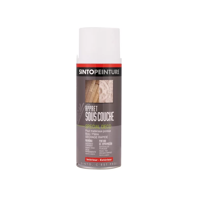 Sous-couche apprêt pour matériaux poreux - Sinto Peinture - Couleur Blanc - Aérosol 400 ml