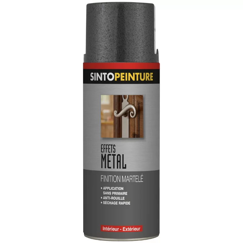 Peinture antirouille finition métallique noir ferronnerie - Sinto - 400 ml