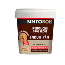 Enduit de rebouchage pour trous et fissures bois - Prêt à l'emploi - Teinte bois gris - Pot 1 kg