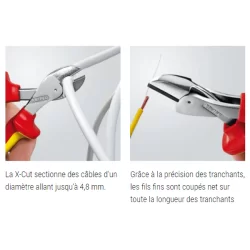 Pince coupante de côté X-Cut Knipex - Chromée - Poignées gainées 1000 V - 160 mm