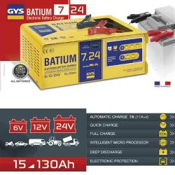 Chargeur batterie Gys 6-12-24V Batium 7-24 230V 210W