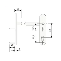 Béquille avec trou de cylindre pour serrure série CF 60 couleur noir RAL 9005