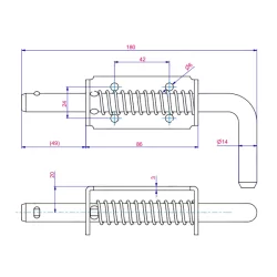 Verrou de box à ressort acier zingué D14