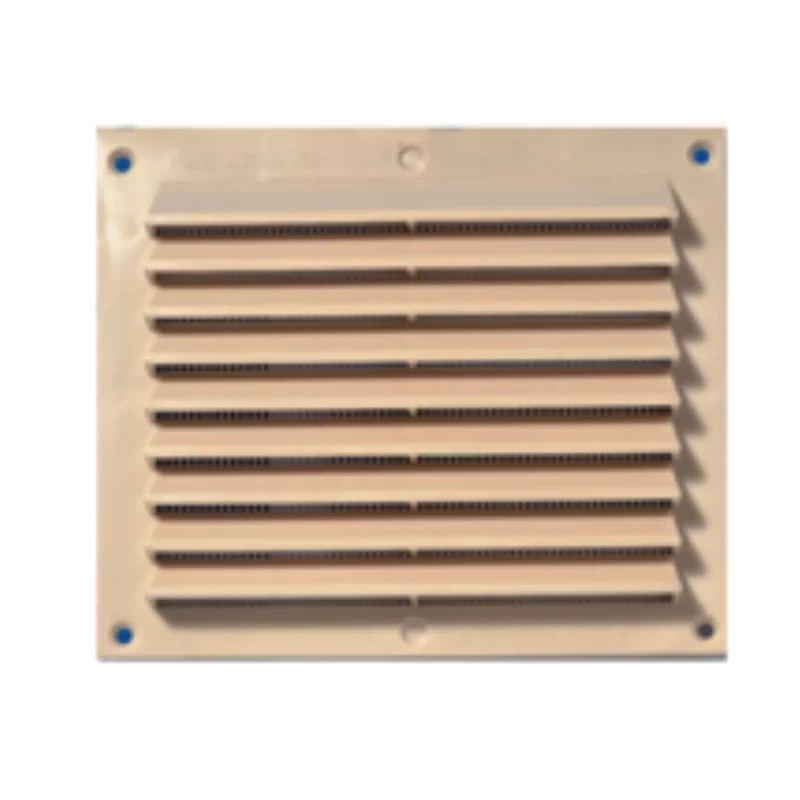 Grille de ventilation à auvents anti-pluie et moustiquaire - 175 x 146 mm - Sable