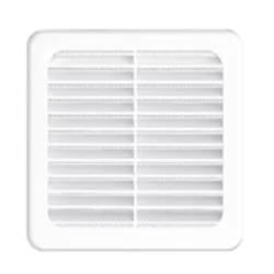 Grille de ventilation en plastique renforcé avec moustiquaire - 120 x 120 mm - Blanc